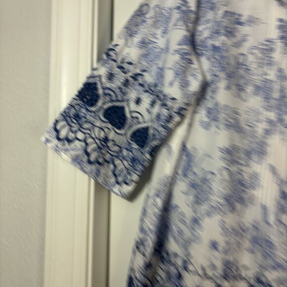 Soft Surroundings Women’s Embriodered Tunic Blouse Top Blue Floral Sz 2X - Picture 3 of 10